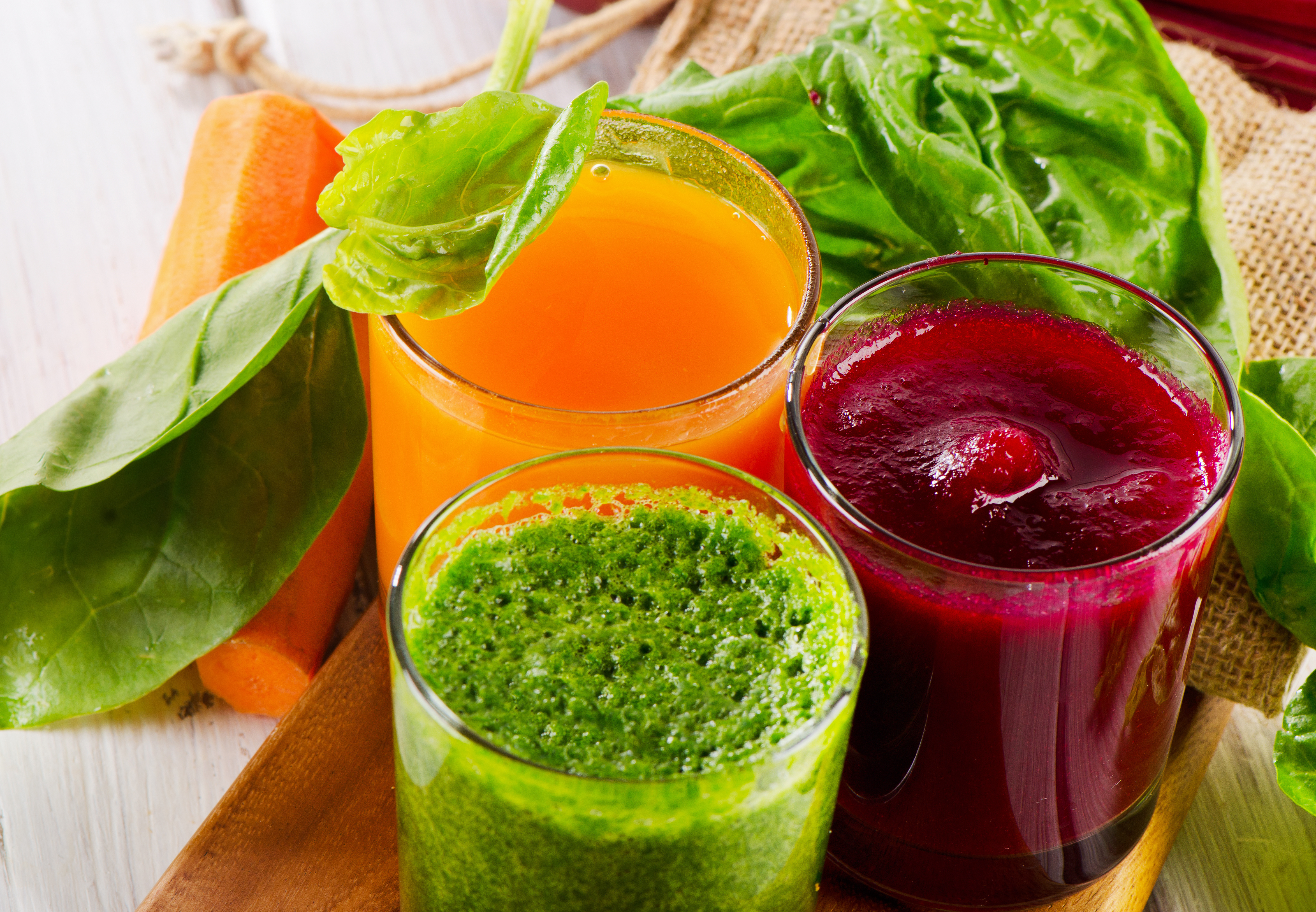 Healthy vegetable smoothie and juice. Selective focus